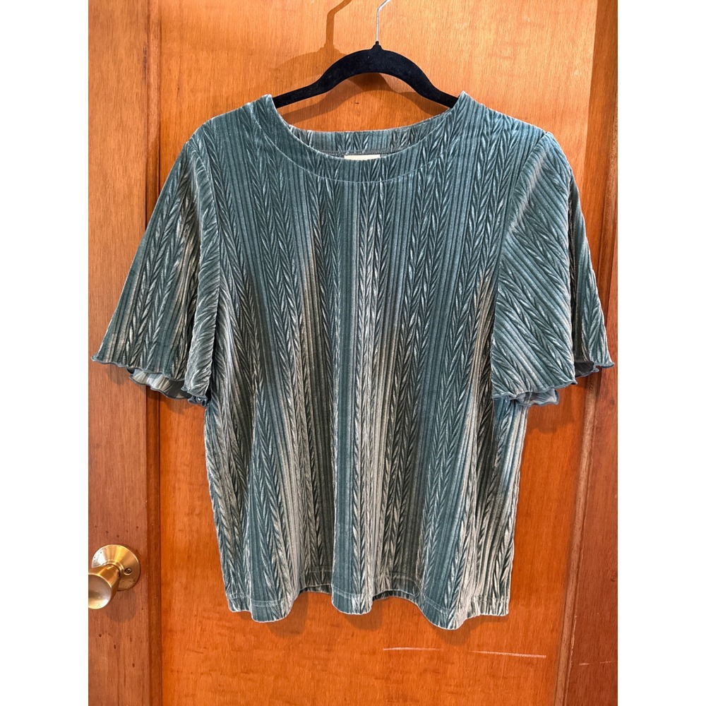 World Market top‎ Small / Medium green velvet short sleeve